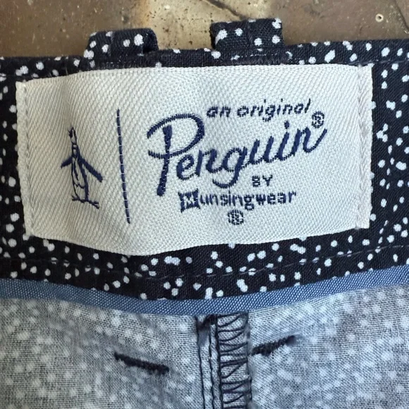 The Original Penguin Men's Flat Front Navy White Patterned Shorts 8” inseam 38 - Picture 2 of 7